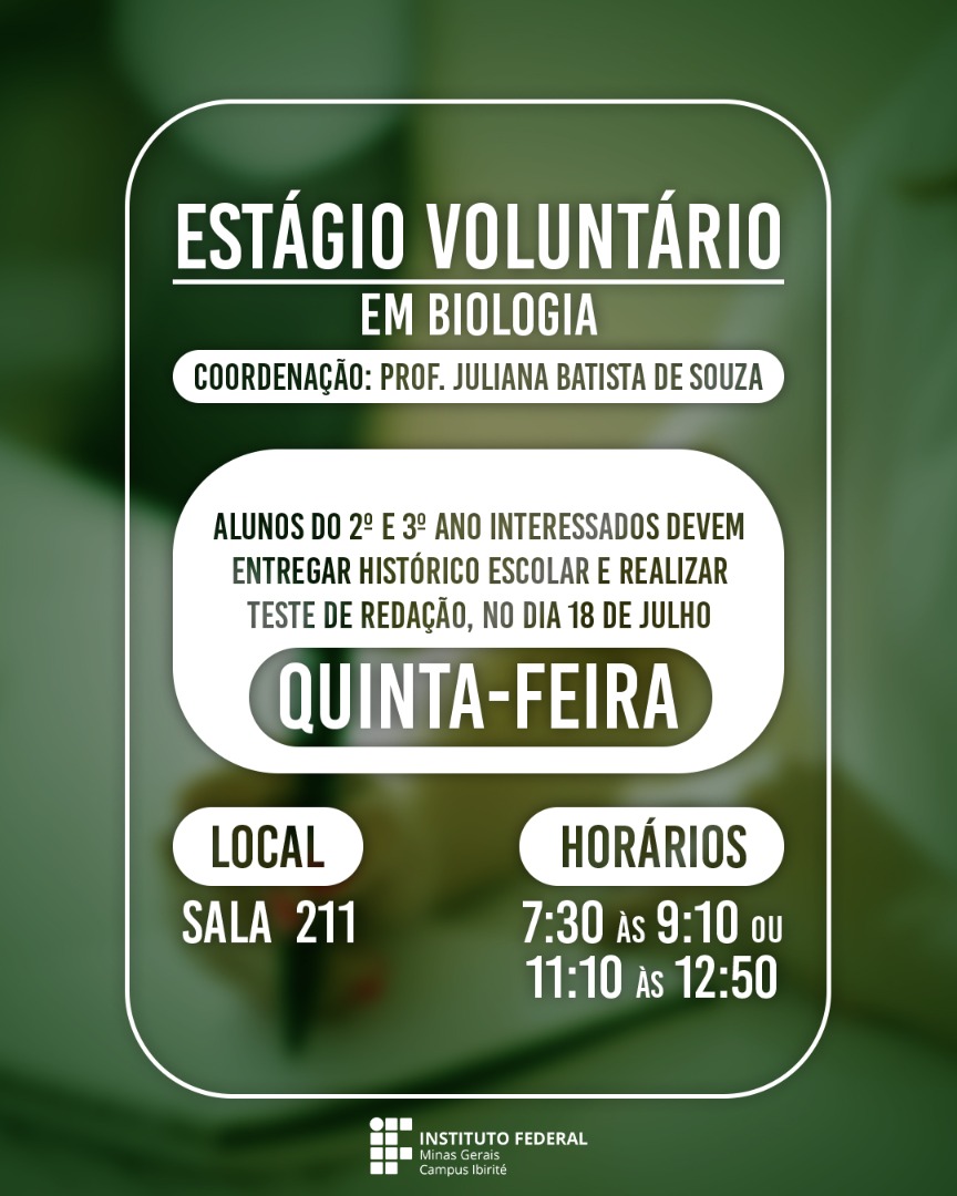 Estágio Voluntário em Biologia