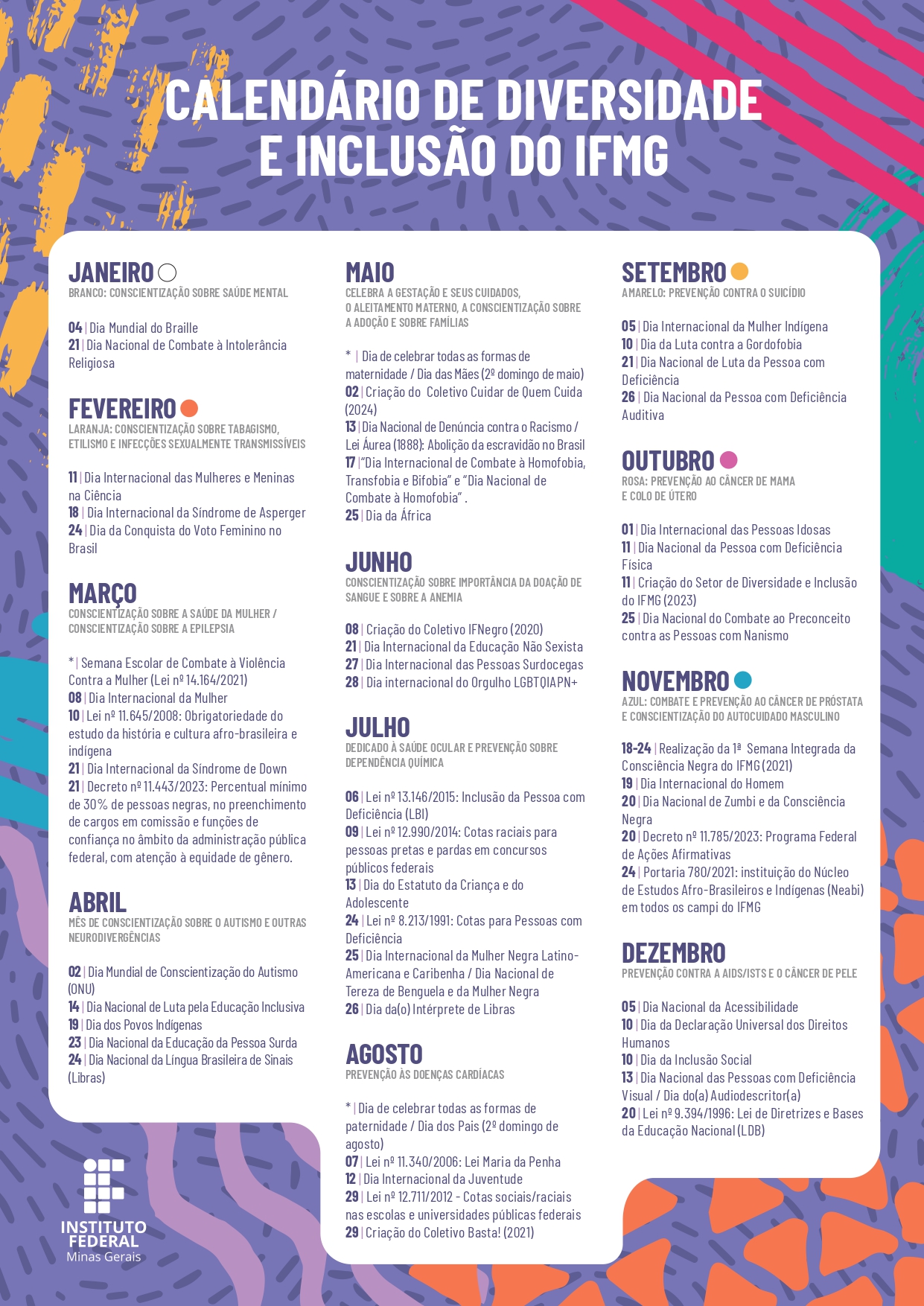 Calendário de diversidade e inclusão: conheça