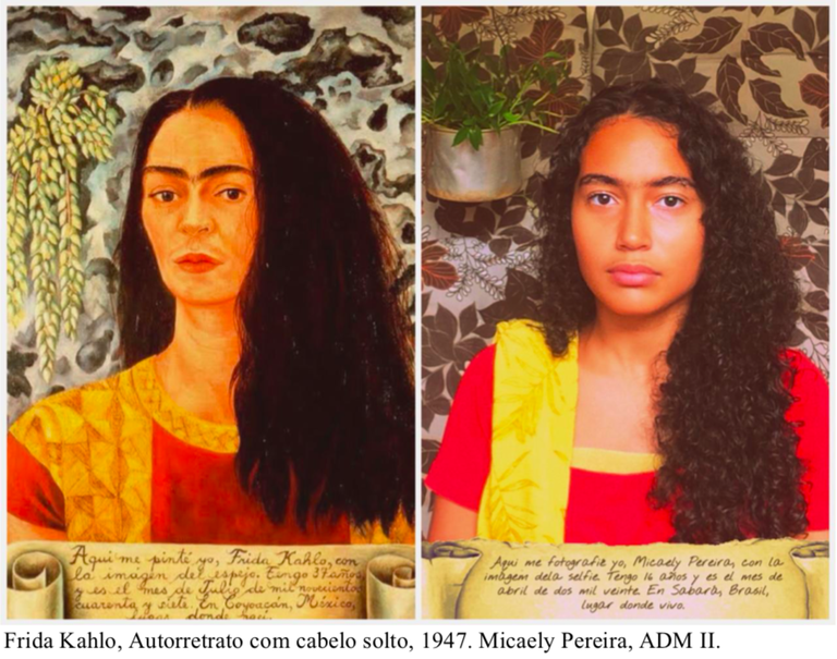 Autorretrato de Frida Kahlo inspirou a colega de curso, Micaely Pereira