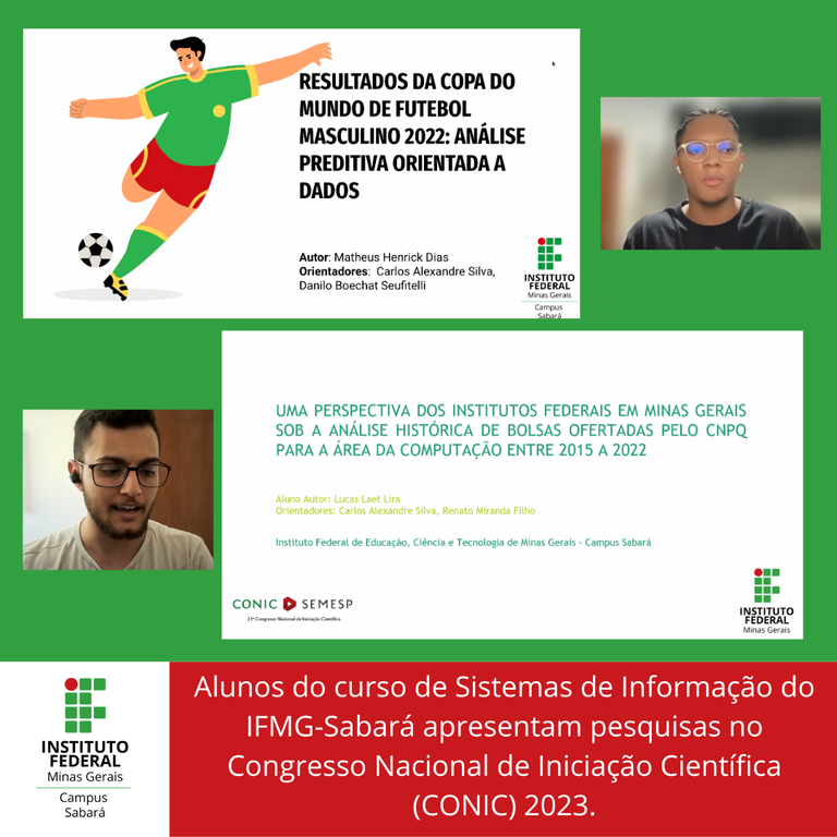 Alunos do curso de Sistemas de Informação do IFMG-Sabará, apresentaram suas pesquisas no Congresso Nacional de Iniciação Científica (CONIC) 2023..png
